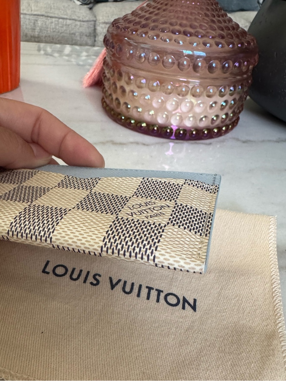 Authentic 🦋Rare🦋 Louis Vuitton Damier Azur Canvas Card Holder in Light Blue - Picture 8 of 10